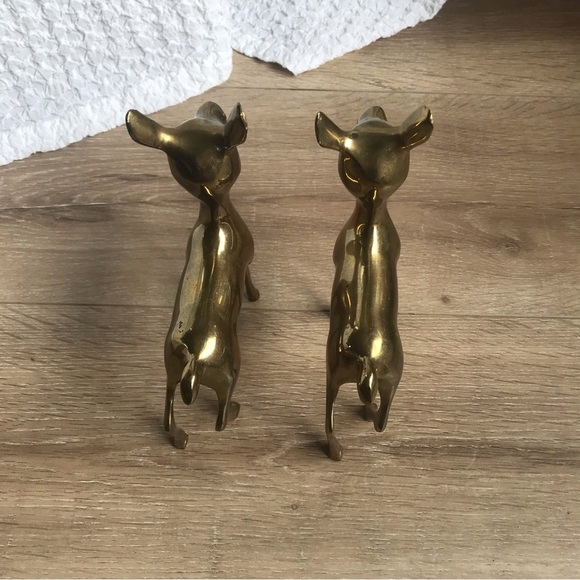 Vintage MCM pair of brass deer does , stag fawn - Picture 3 of 6